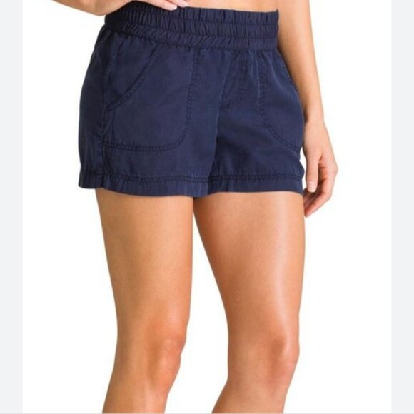 Athleta Cabo Linen 4" Short, navy blue, elastic waistband, pockets, size 4 - Picture 3 of 7